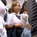 【痴女JKギャル痴漢】エロすぎる制服姿で乗客を誘惑する金髪JKギャルを痴漢生ハメ！臭いチンポしゃぶらせて生ハメ交尾