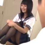 【パンストJK生ハメ】ムチムチ美少女JKの黒パンスト足コキ＆フェラ！着衣クンニでイカせてドロドロザーメン大量顔射